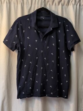 Terranova | Pique polo T-shirt with micro palm pringt